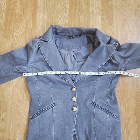 ✨ IMAN ✨Stretch Denim Blazer in Washed Gray - [Size Small] - Picture 7 of 11
